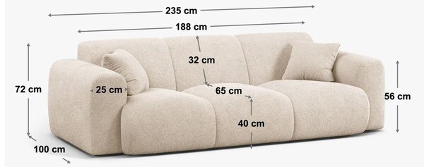Aksamitna sofa w kolorze khaki 235 cm Molino – Micadoni