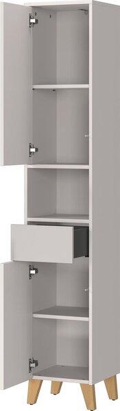 Kremowa wysoka szafka łazienkowa z matowym wykończeniem 33x181 cm Arnea – Germania