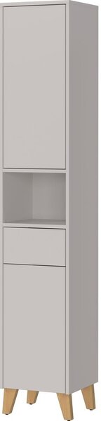 Kremowa wysoka szafka łazienkowa z matowym wykończeniem 33x181 cm Arnea – Germania