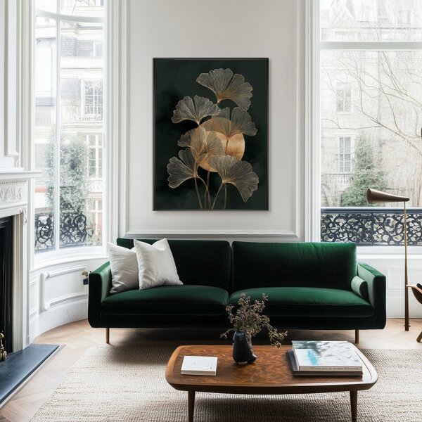 Obraz drukowany z ramą w zestawie 60x80 cm Gold Ginkgo – Styler