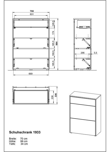 Szarozielona szafka z matowym wykończeniem 70x99x34 cm Binetto – Germania
