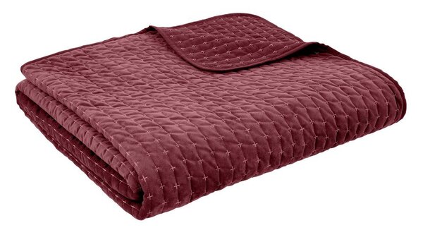 Bordowa aksamitna narzuta pikowana 240x260 cm Attica Velvet – Bianca