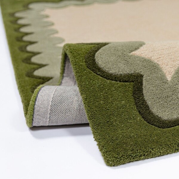 Zielony/w naturalnym kolorze wełniany dywan tkany ręcznie 200x290 cm Wiggle Wool – Flair Rugs
