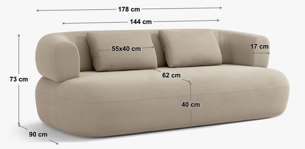 Sofa z materiału bouclé w kolorze terakoty 178 cm Jenny – Micadoni