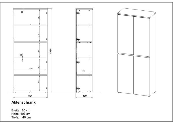 Kremowa szafka z matowym wykończeniem 80x197x40 cm Lissabon – Germania