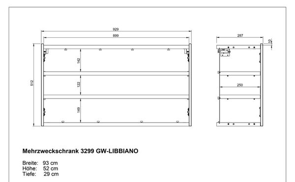 Kremowa szafka w dekorze dębu wisząca 93x52x29 cm Libbiano – Germania
