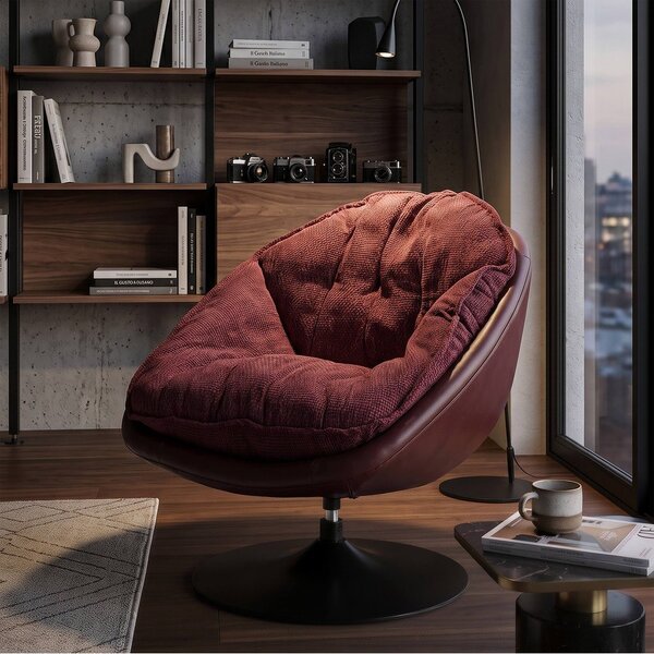 Bordowy obrotowy fotel Retro Style – Mauro Ferretti