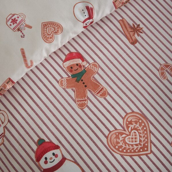 Pościel jednoosobowa w naturalnym kolorze 150x120 cm Christmas Gingerbread Stripe – Catherine Lansfield