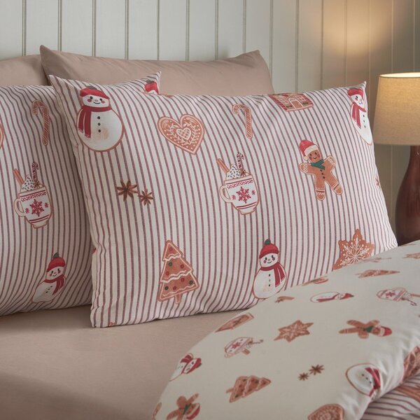 Pościel jednoosobowa w naturalnym kolorze 150x120 cm Christmas Gingerbread Stripe – Catherine Lansfield