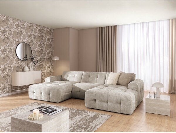 Beżowy narożnik (w kształcie litery U/z szezlongiem) Melva – Ropez