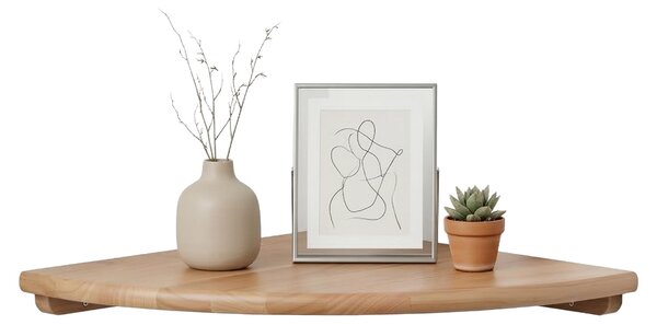 Regał narożny Relaxdays, wys. x szer. x gł.: 3 x 40 x 40 cm, drewno orzechowe, salon, dekoracja, nośność: 5 kg, wiszący regał na książki, kolor naturalny