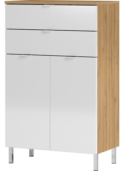 Biała szafka z dekorem dębu Germania Mauresa, wys. 97 cm