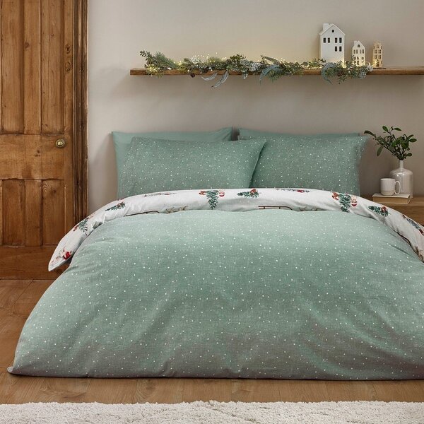 Zielona/w naturalnym kolorze flanelowa pościel dwuosobowa 200x200 cm Brushed Christmas Dogs – Catherine Lansfield