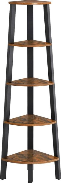 Półka narożna VASAGLE, 5 półek półka drabinkowa o industrialnym designie z metalową ramą do salonu biura w stylu vintage