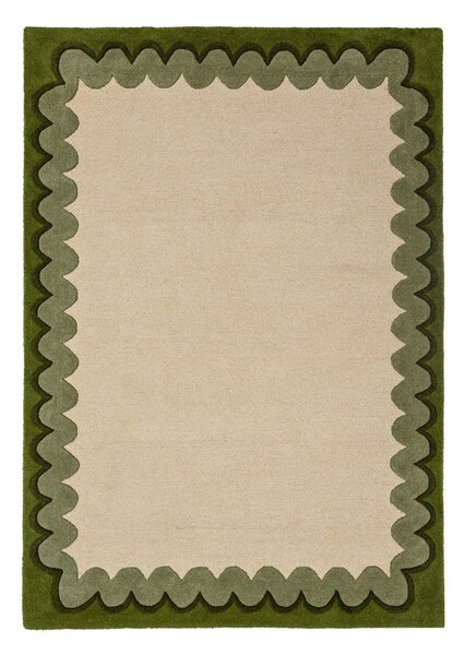 Zielony/w naturalnym kolorze wełniany dywan tkany ręcznie 200x290 cm Wiggle Wool – Flair Rugs