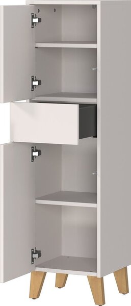 Kremowa wysoka szafka łazienkowa z matowym wykończeniem 33x123 cm Arnea – Germania