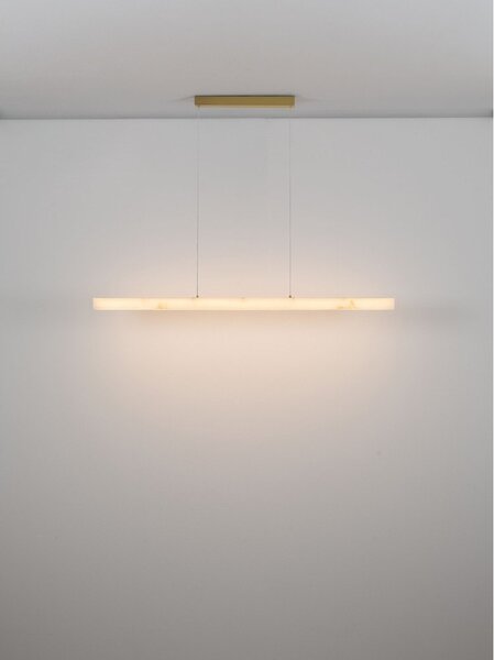 Biała/w kolorze mosiądzu lampa wisząca LED w dekorze kamienia ze ściemniaczem Vaster – Nova Luce