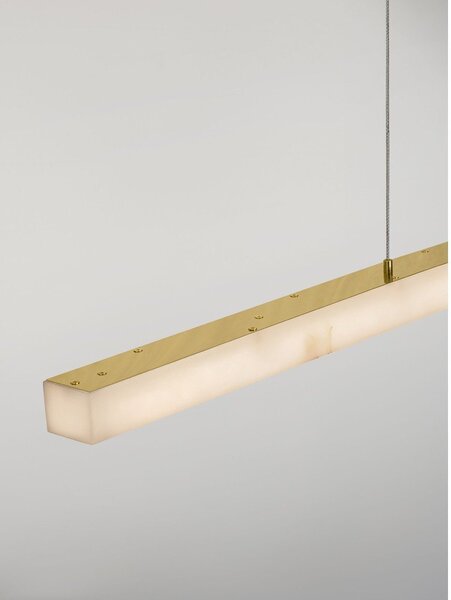 Biała/w kolorze mosiądzu lampa wisząca LED w dekorze kamienia ze ściemniaczem Vaster – Nova Luce