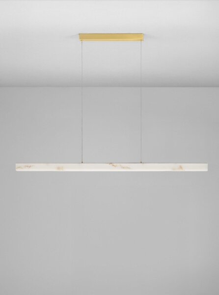Biała/w kolorze mosiądzu lampa wisząca LED w dekorze kamienia ze ściemniaczem Vaster – Nova Luce