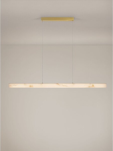 Biała/w kolorze mosiądzu lampa wisząca LED w dekorze kamienia ze ściemniaczem Vaster – Nova Luce