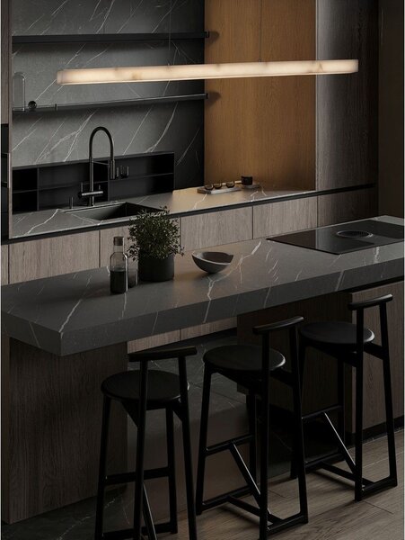 Biała/w kolorze mosiądzu lampa wisząca LED w dekorze kamienia ze ściemniaczem Vaster – Nova Luce