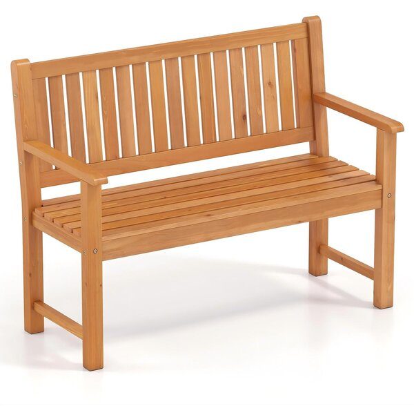 KOMFOTTEU, ławka ogrodowa dwuosobowa, ławka parkowa z litego drewna, krzesło z oparciem, udźwig 300 kg, idealna na balkon, taras (115 x 53,5 x 89 cm, mały rozmiar)