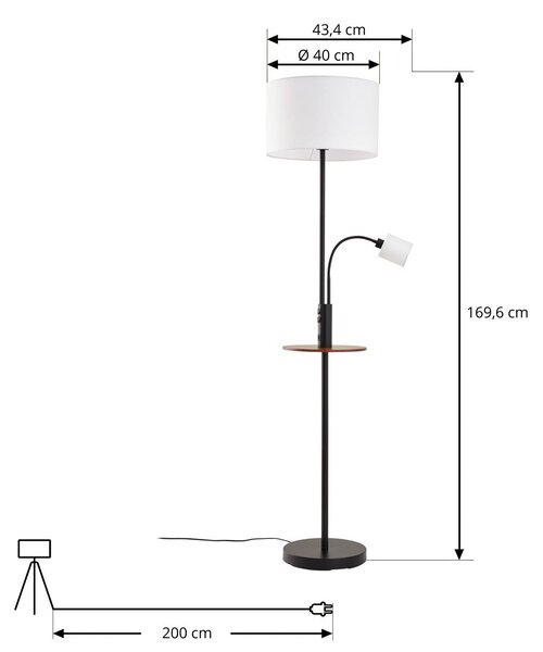 Lampa stojąca Aovan Lindby, czarny, salon / jadalnia, metal, nowoczesny