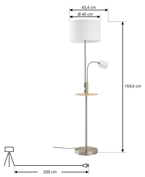 Lampa stojąca Aovan Lindby, aluminiowy / szary / cynkowy, salon / jadalnia, metal, nowoczesny