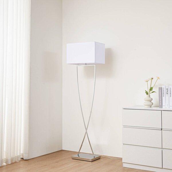 Lampa stojąca Evaine Lucande, biały / opal, salon / jadalnia, metal, nowoczesny