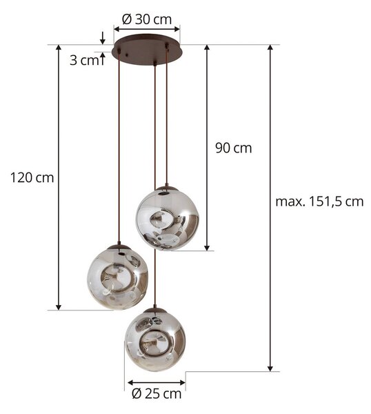 Lampa wisząca szklana Valentina Lindby, możliwość ściemniania, aluminiowy / szary / cynkowy, salon / jadalnia, szkło, design