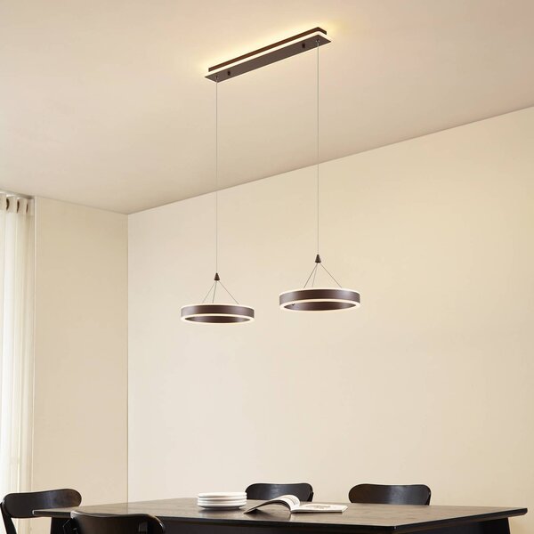 Lampa wisząca Kolo Lucande, możliwość ściemniania, brązowy / rdzawy, salon / jadalnia, tworzywo sztuczne, nowoczesny