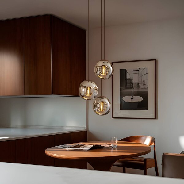 Lampa wisząca szklana Valentina Lindby, możliwość ściemniania, aluminiowy / szary / cynkowy, salon / jadalnia, szkło, design