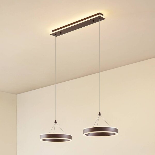Lampa wisząca Kolo Lucande, możliwość ściemniania, brązowy / rdzawy, salon / jadalnia, tworzywo sztuczne, nowoczesny
