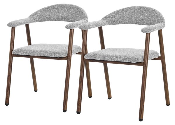 Zestaw 2 krzeseł do jadalni ML-Design z podłokietnikami, krzesła kuchenne w kolorze szarym, krzesła do salonu z oparciem, krzesła tapicerowane o splotowej fakturze, ergonomiczne fotele