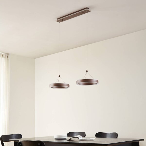 Lampa wisząca Kolo Lucande, możliwość ściemniania, brązowy / rdzawy, salon / jadalnia, tworzywo sztuczne, nowoczesny