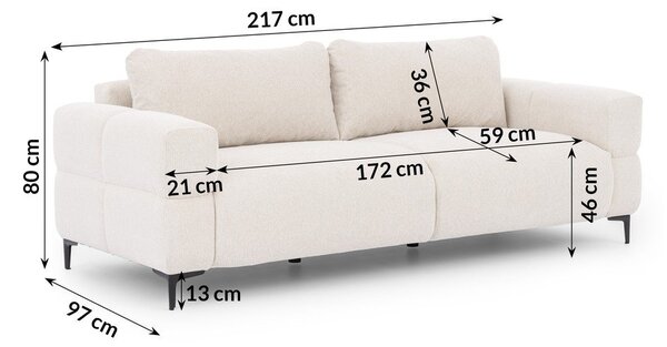 Biała sofa 217 cm Helio – Ropez