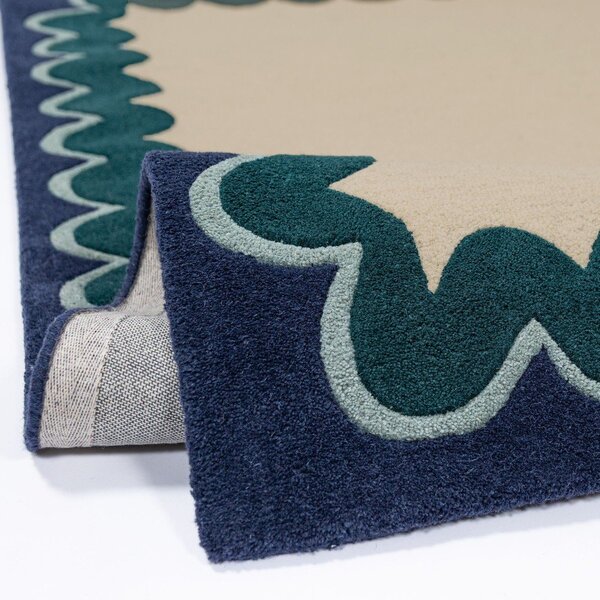 Wełniany dywan tkany ręcznie w naturalnym kolorze/zielononiebieski 200x290 cm Wiggle Wool – Flair Rugs