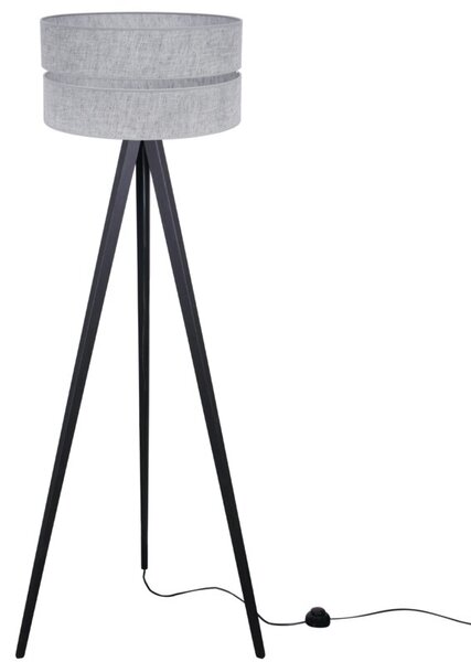 Lampa podłogowa trójnóg czarny Light Home LH Len Duo 1xE27 40cm abażur walec szary L04