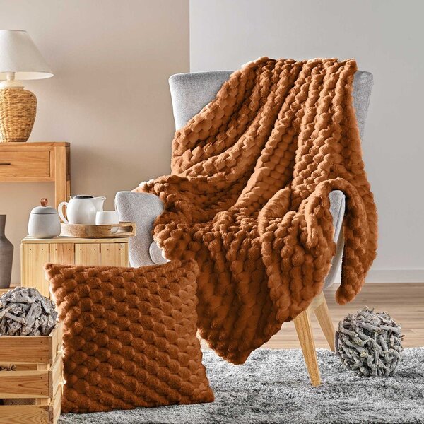 Jasnobrązowy koc z mikropluszu 220x240 cm Frosty – douceur d'intérieur