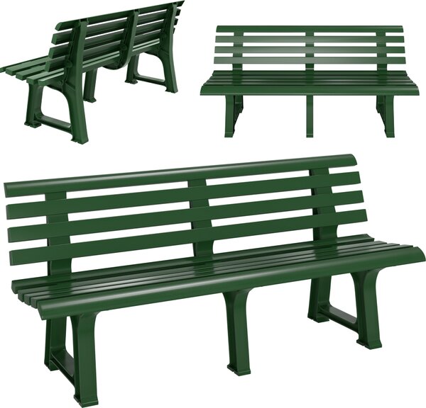 Ławka ogrodowa CASARIA® Ławka ogrodowa z tworzywa sztucznego odporna na warunki atmosferyczne udźwig 240kg oparcie 3 stopy 145x46cm Ławka ogrodowa balkonowa tarasowa ergonomiczna zielona