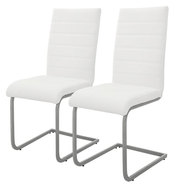 Zestaw 2 krzeseł do jadalni ML-Design z oparciem, białe, wykonane z imitacji skóry