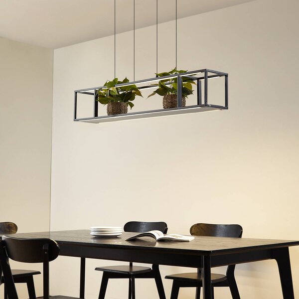 Lampa wisząca Estante Lucande, możliwość ściemniania, czarny, salon / jadalnia, metal, nowoczesny