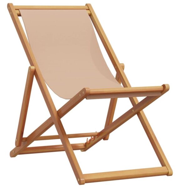 Składane krzesło plażowe, taupe, drewno eukaliptusa i tkanina