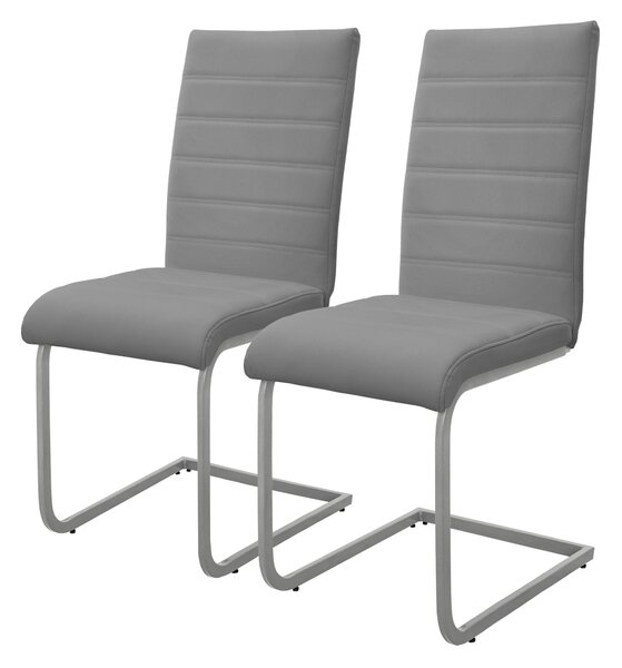 Zestaw 2 krzeseł do jadalni ML-Design z oparciem, szare, wykonane z imitacji skóry