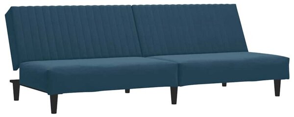 Kanapa, 2-osobowa niebieska, tapicerowana aksamitem