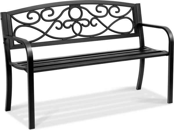 Ławka ogrodowa VEVOR ławka tarasowa wykonana z metalu, 127 cm ławka parkowa ławka wypoczynkowa 250 kg nośności, 3 osobowa ławka ogrodowa i parkowa z oparciem i podłokietnikami, ławka vintage do ogrodu, parku, podwórka, werandy