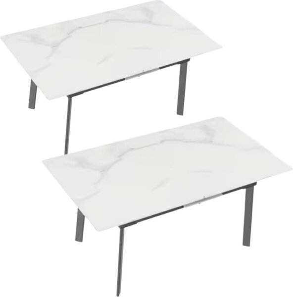 Rozkładany stół Bolt Edge – 8–10 osób – spiekany kamień i metal – prostokątny – 150–180 cm – nowoczesny i wytrzymały – biały / jadeitowy / czarny