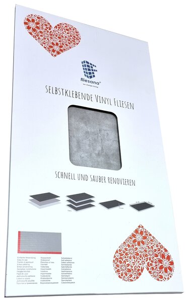 3 szt. LUNA Fliesana - Wodoodporne płytki samoprzylepne do łazienki i kuchni - Nowoczesny design - Efekt betonu w kolorze jasnoszarym - Przyklejane płytki kuchenne