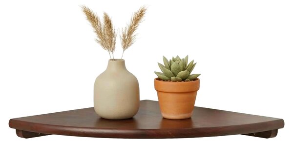 Regał narożny Relaxdays, wymiary: 3 x 18 x 18 cm, drewno orzechowe, salon, dekoracja, nośność: 5 kg, wiszący regał na książki, ciemnobrązowy