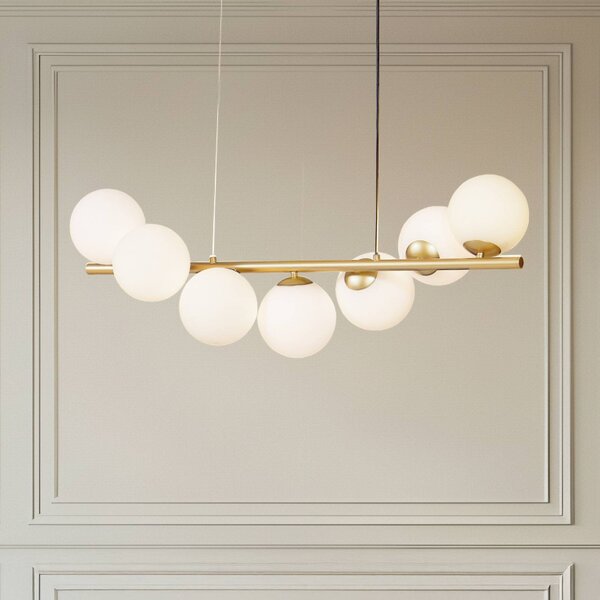 Lampa wisząca szklana Isandro Lucande, możliwość ściemniania, mosiężny / złoty, salon / jadalnia, szkło, design
